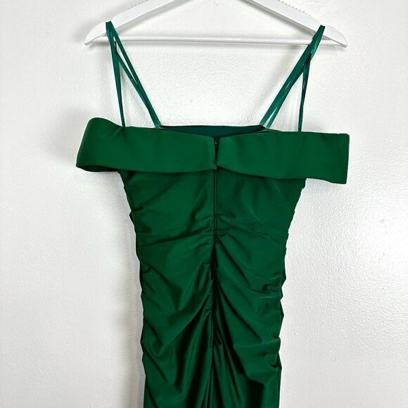 LA FEMME Off The Shoulder Elegant Long Evening Gown in Green Size US 0 - Picture 6 of 7
